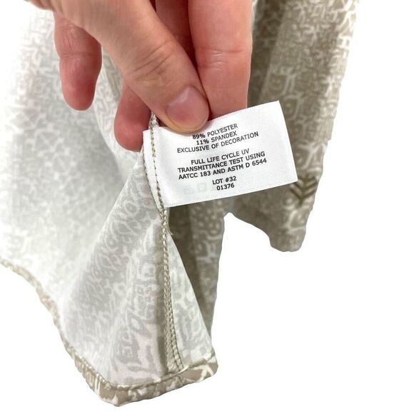 Coolibar printed open front lightweight topper duster Size M tan white boho lage - Picture 7 of 7